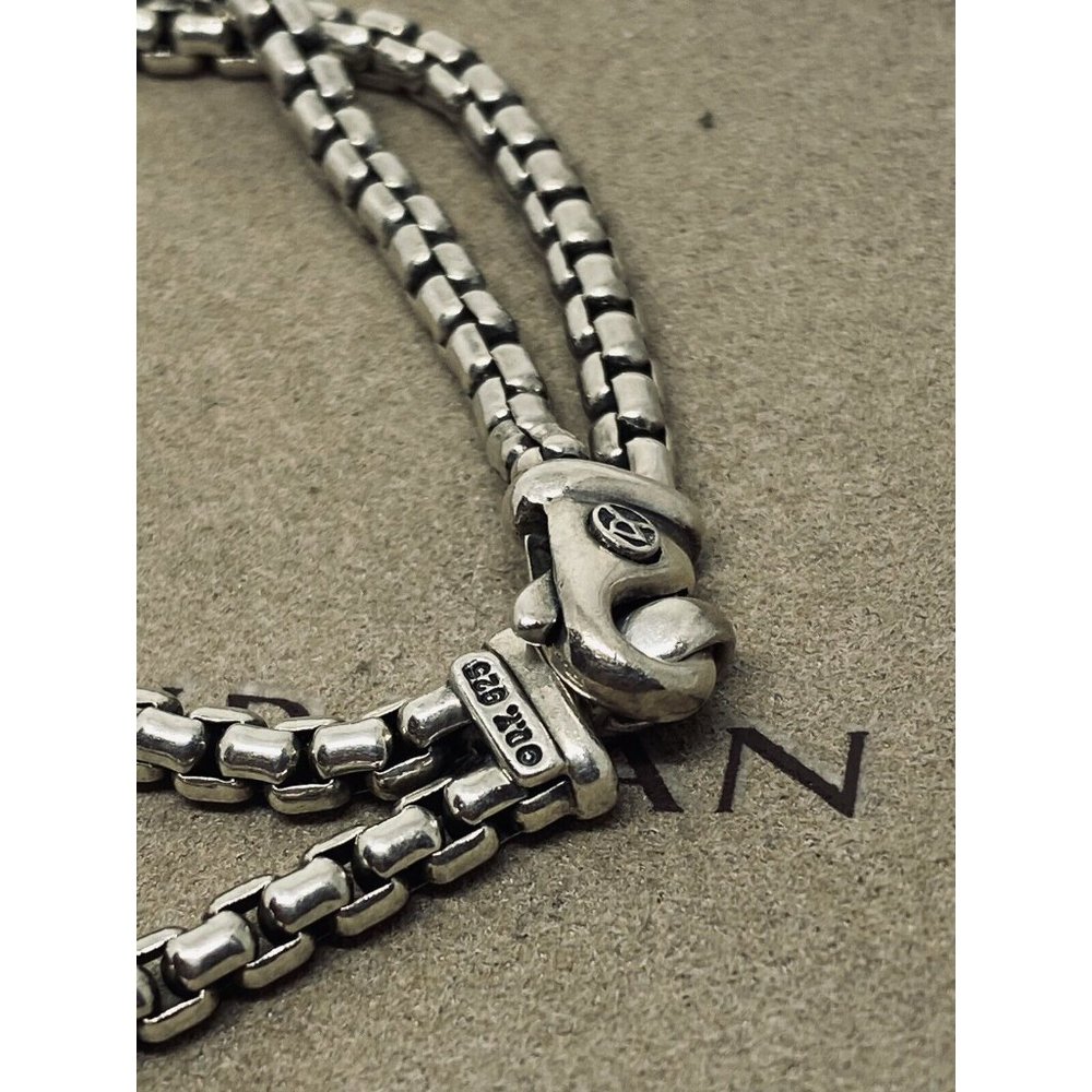 David Yurman Sterling Silver & Onyx ID Bracelet Double Box Chain Link 8.5” - Picture 4 of 9